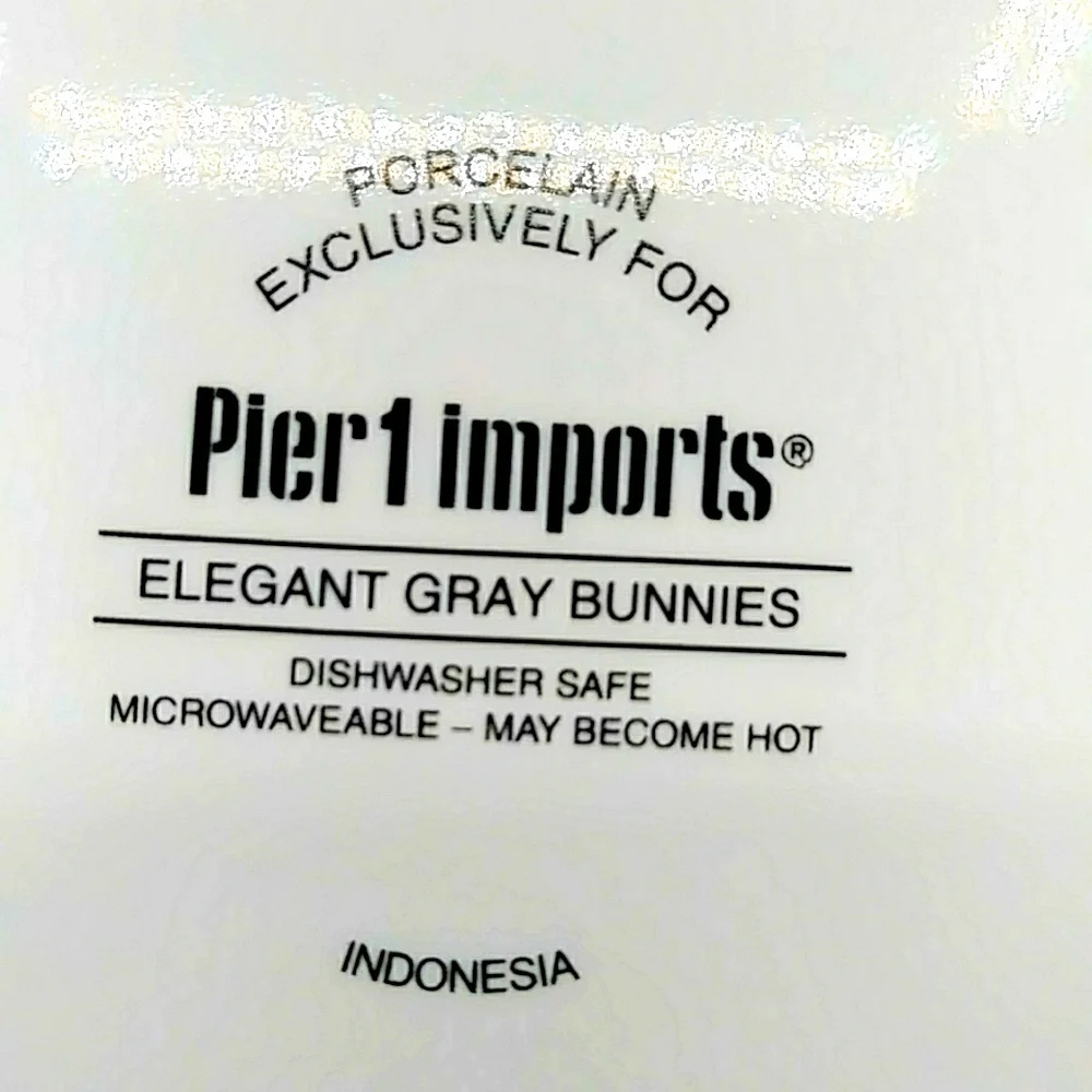 Pier 1 Pair of “Elegant Gray Bunnies” Plates 8” wide